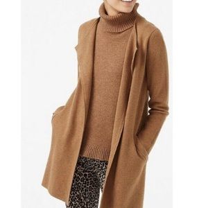 J Crew Factory Vanessa Sweater Jacket Open Front Cardigan Camel Tan Brown Small